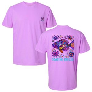 Hippie Fish t-shirt in neon violet