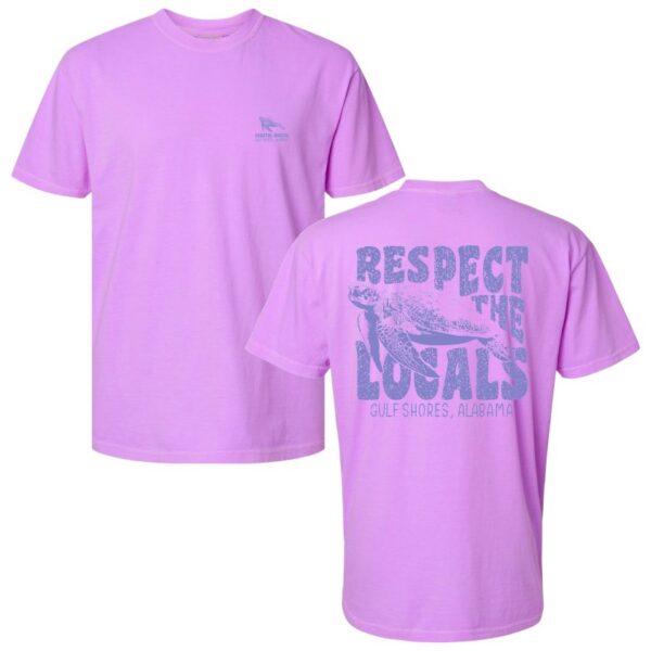 Respect the Locals t-shirt in neon violet